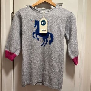 Hatley Unicorn Sweater Dress Blue, Size 5
